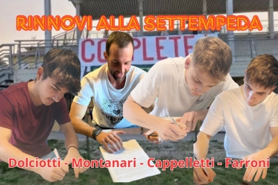 Promozione B, primi quattro si alla Settempeda: Dolciotti, Montanari, Cappelletti e Farroni