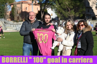 Tolentino e Chiesanuova impattano. Per Borrelli maglia celebrativa "100" reti
