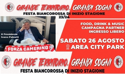 Camerino calcio: sabato 26 agosto presentazione squadra e festa BiancoRossa