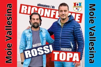 Moie Vallesina: mister Matteo Rossi e il ds Federico Topa, ancora insieme!